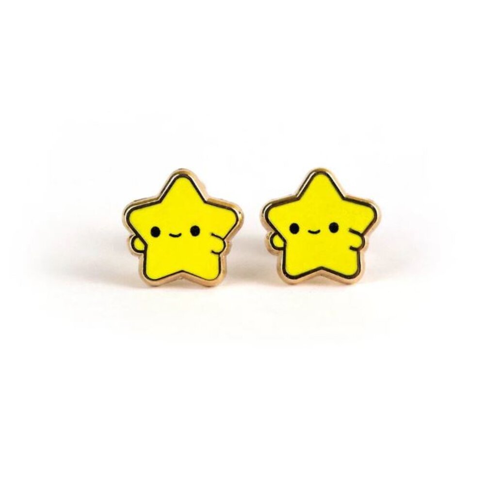 Cute Adorable Kawaii Smiling Star Earrings With 22K Gold Plated